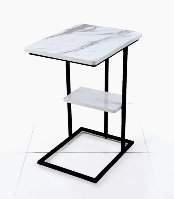 C-Shaped Marble Top Side Table
